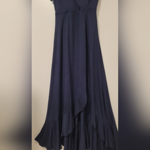 NWT Lascana Blue Surplice Neckline Short Sleeve Side Slit Maxi Dress Size 4 - Picture 6 of 13